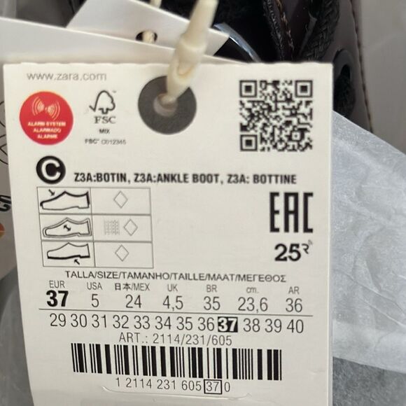 ZARA Kids | Maroon | FAUX PATENT LEATHER ANKLE BOOTS - Picture 6 of 8